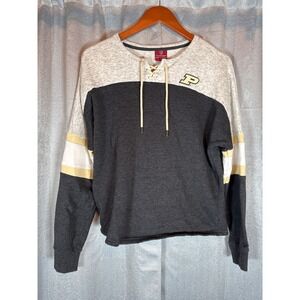 Colosseum Purdue Boilermakers Lace Up Sweatshirt Pullover Gray Size S